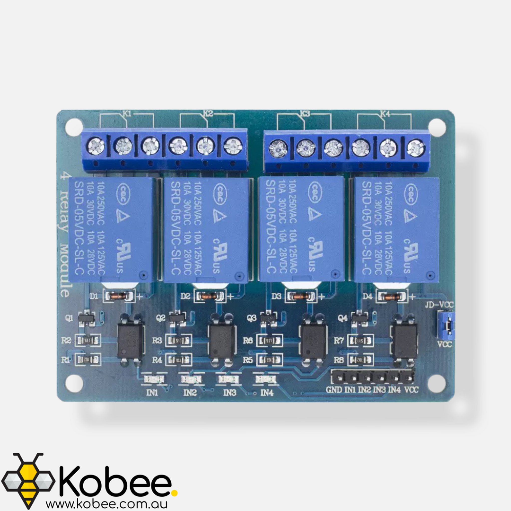 12V Quad Channel Relay Module 10A — alternate view