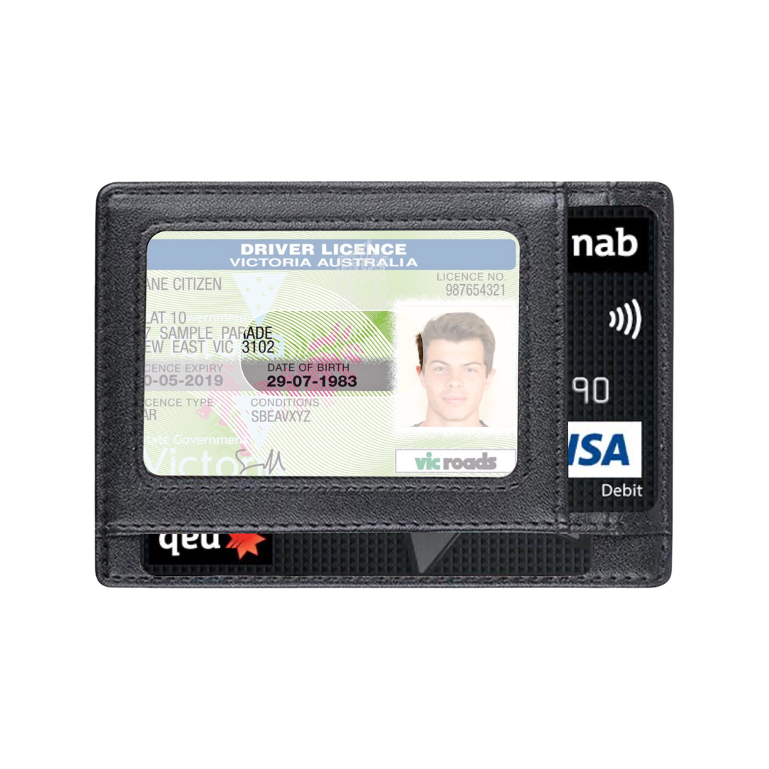 Unestie AirTag wallet showing the rear card pockets
