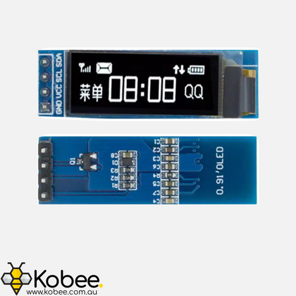 Monochrome 0.91 Inch I2C OLED Display Module - - - - Kobee