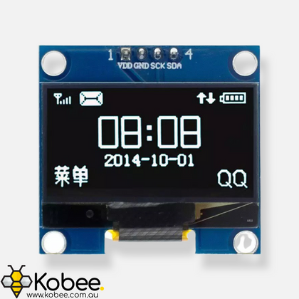 Monochrome 1.3 Inch I2C OLED Display Module - White - - - Kobee