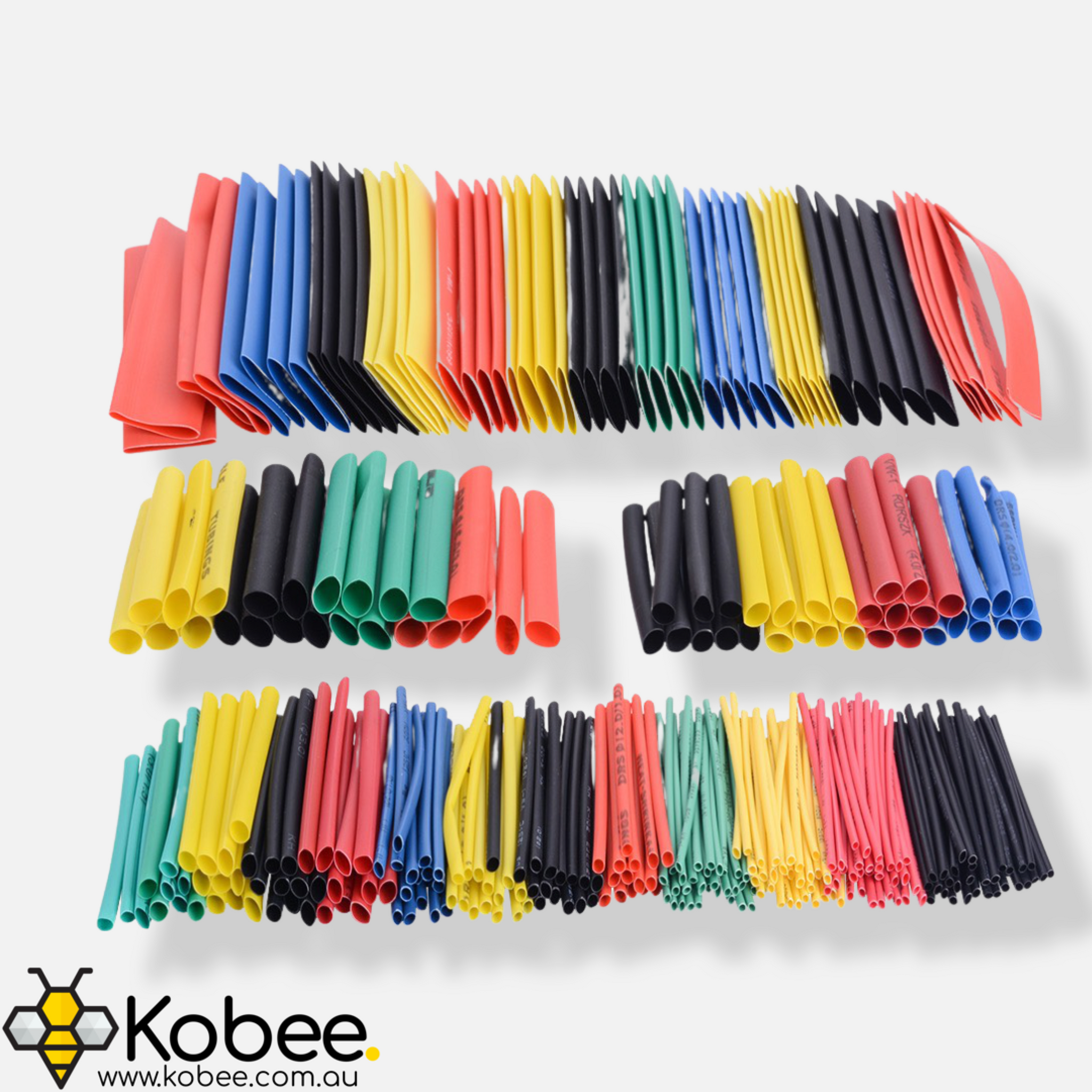 Pre-Cut Multi-Colored Heat Shrink Pack Kit - 530 Pcs - - - - Kobee